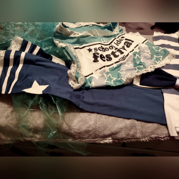 Umi Sonoda cheerleader LoveLive Cosplay 30" skirt + md-lg top never worn NWOT - Picture 12 of 15